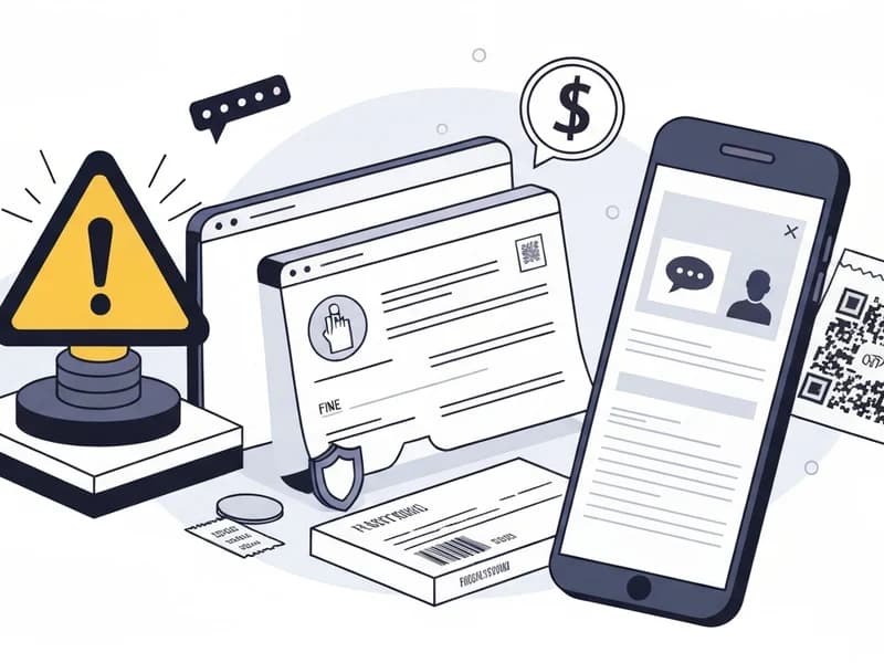 Illustrazione editoriale: Falso messaggio PagoPA per multa o sanzione: come riconoscere la truffa